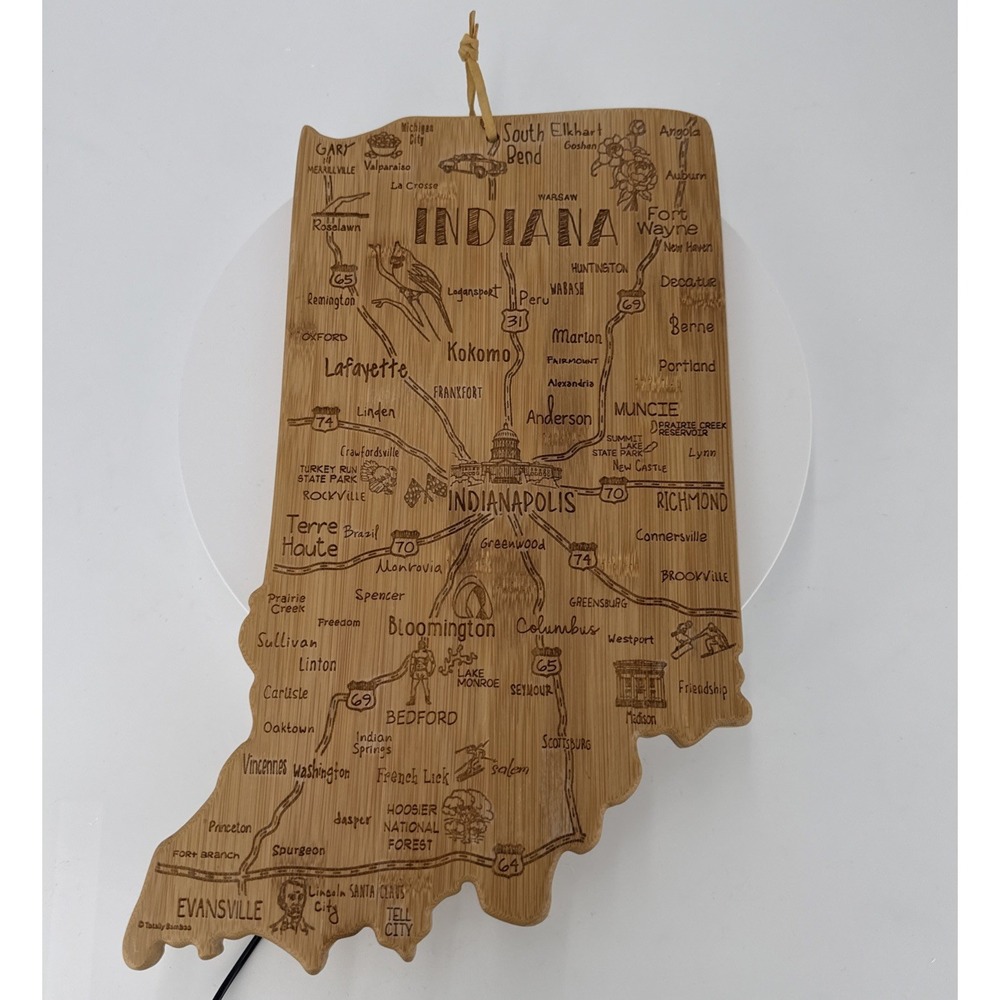 Totally Bamboo Destination Indiana State Shaped Serving and Cutting Board‎